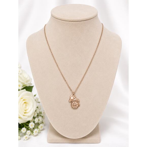 Other Jewelry - Rose Gold Lucky Charm Pendant Necklace Bell Clock Minimalist Women Jewelry